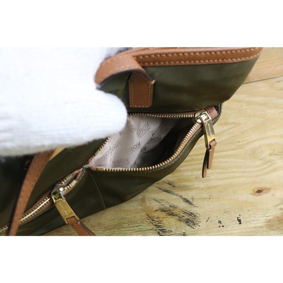 Michael Kors Handbag Kempton Green Brown Tote Shoulder Bag - Picture 8 of 9